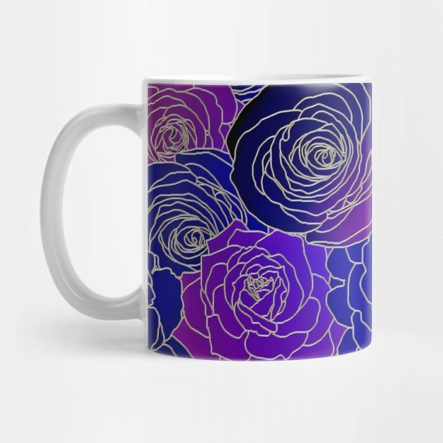 Blue & Purple Rose Floral Pattern by FloralPatterns